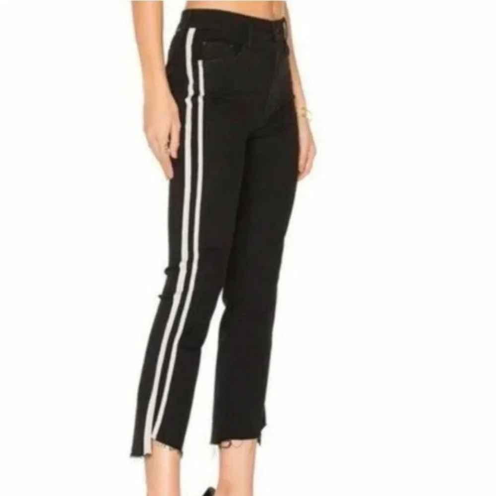 MOTHER The Insider Crop High-Rise Black/Cream Denim Jeans Pants Women’s Size 27